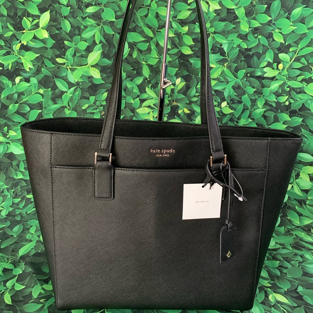 Cameron large laptop tote Kate spade black leather - Picture 4 of 6